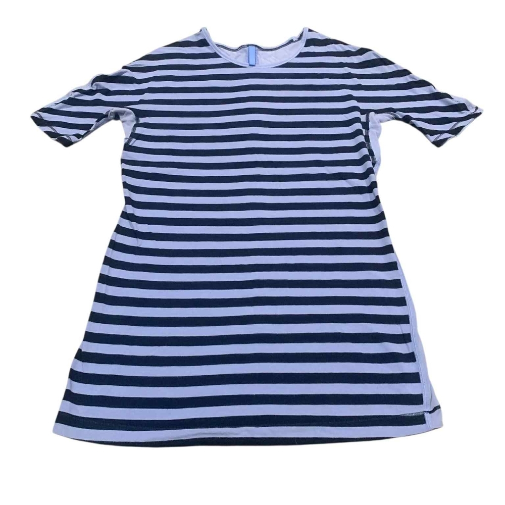 LULULEMON Lilac Striped Crewneck Tee No Size Tag PTP 15.5 Length‎ 23 Laid Flat
